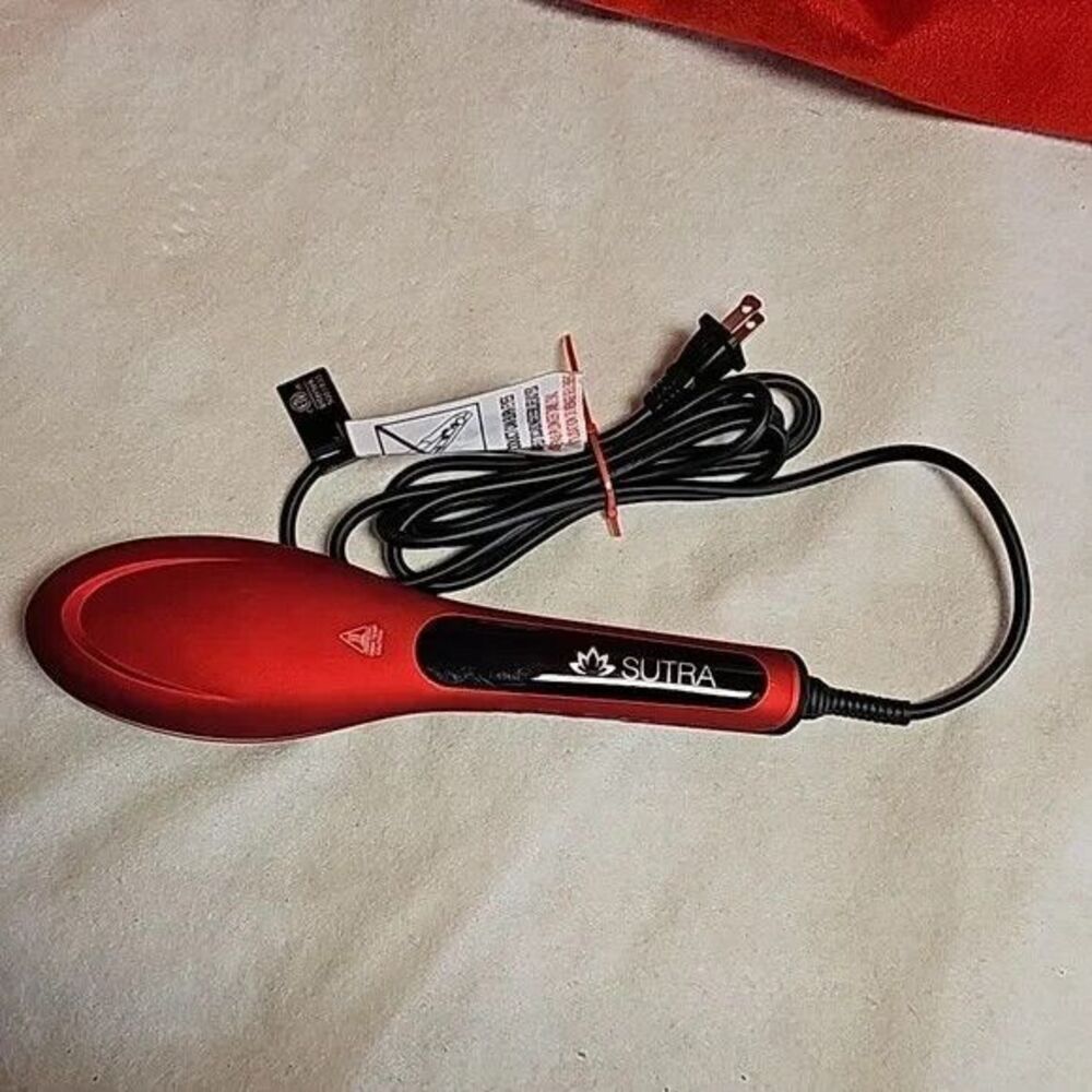 Sutra Beauty Ionic Heat Hair Brush, Red Hair Straightener Brush model HB926